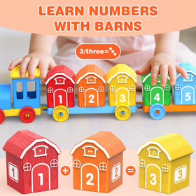 GooMags Montessori farm train barn 4 encourages matching skills with bright accents
