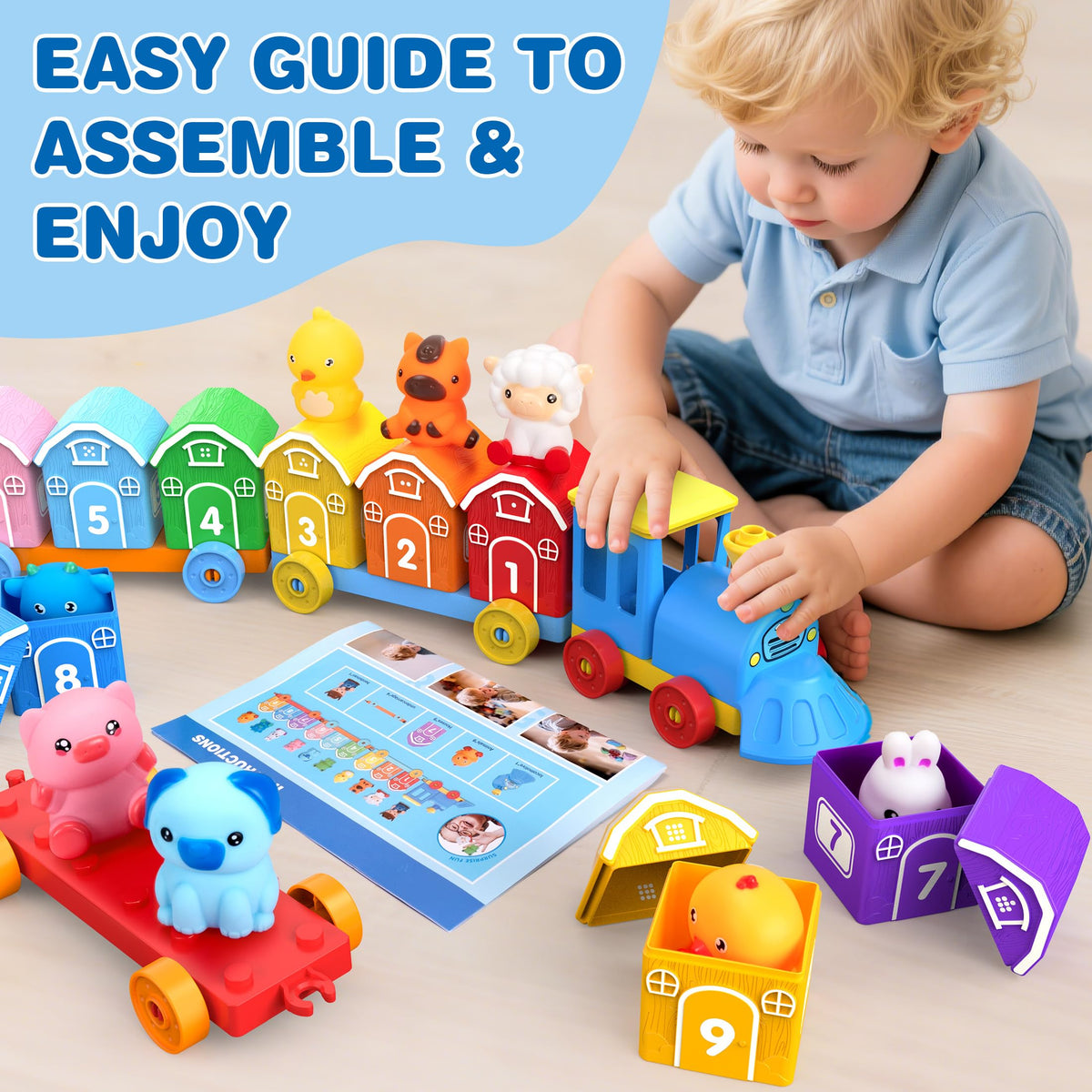 GooMags Montessori farm train puppets enhance imaginative play and language
