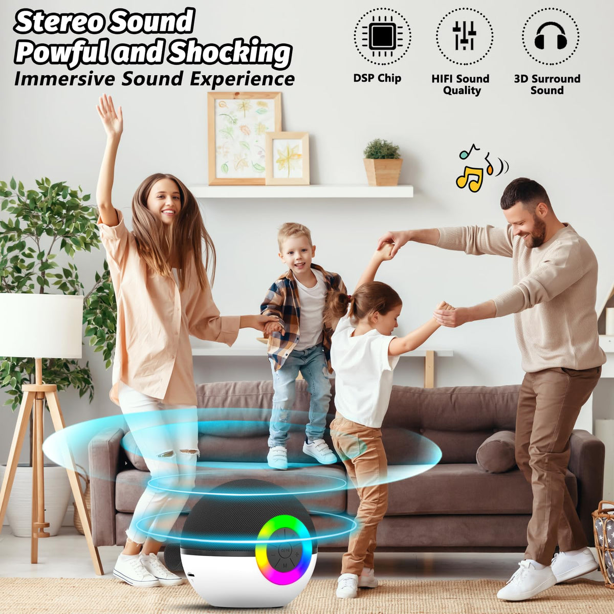 Goopow dual-mic setup enabling group performances for kids and adults.