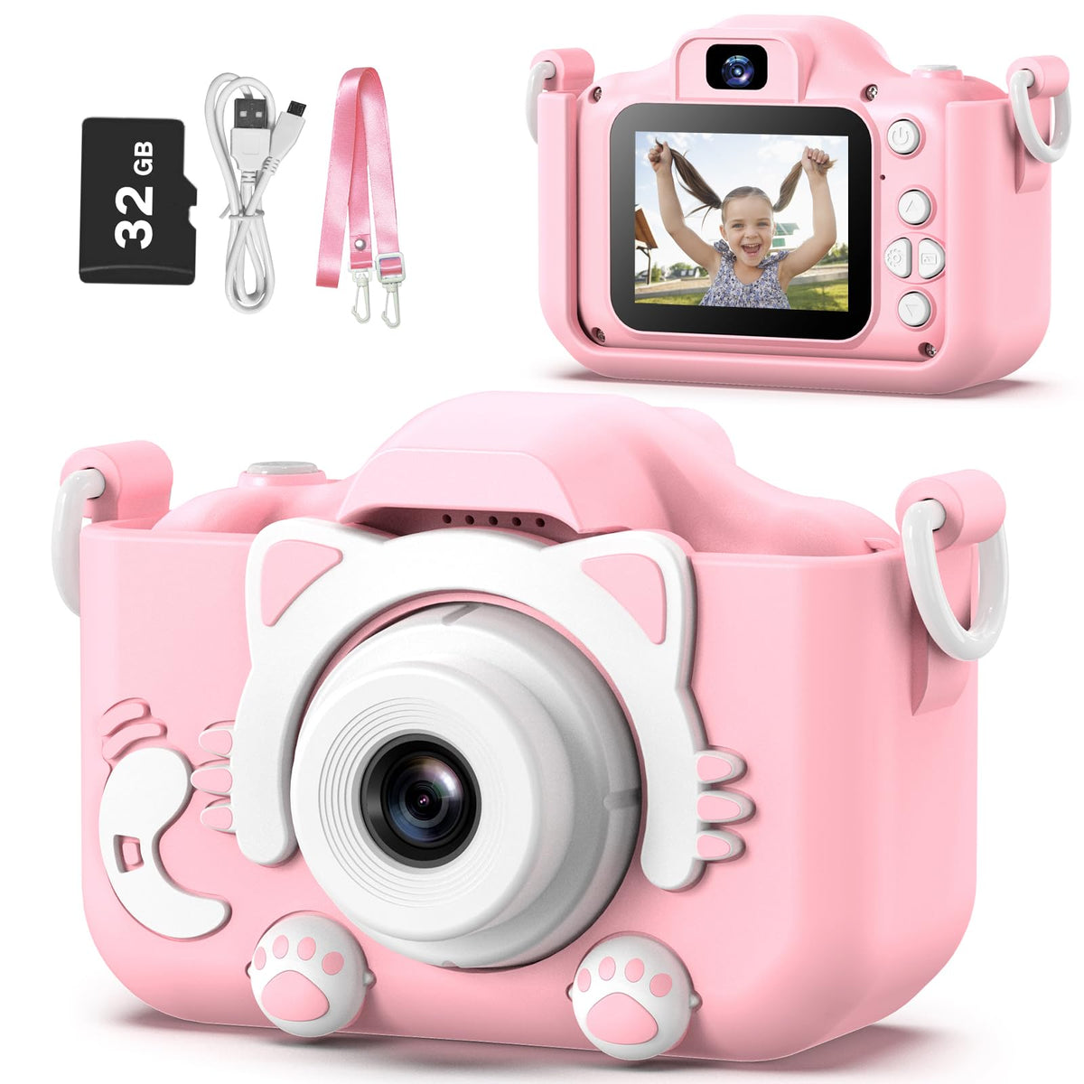 Goopow Kids Camera with soft cartoon cover, easy grip for safe, playful photography.