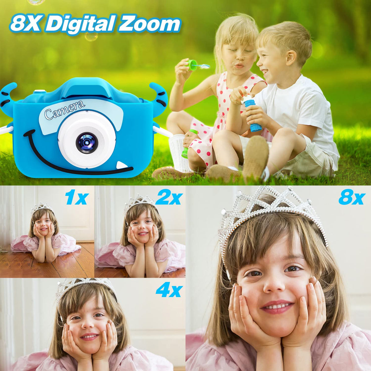 Goopow Kids Camera with lanyard for hands-free carry
