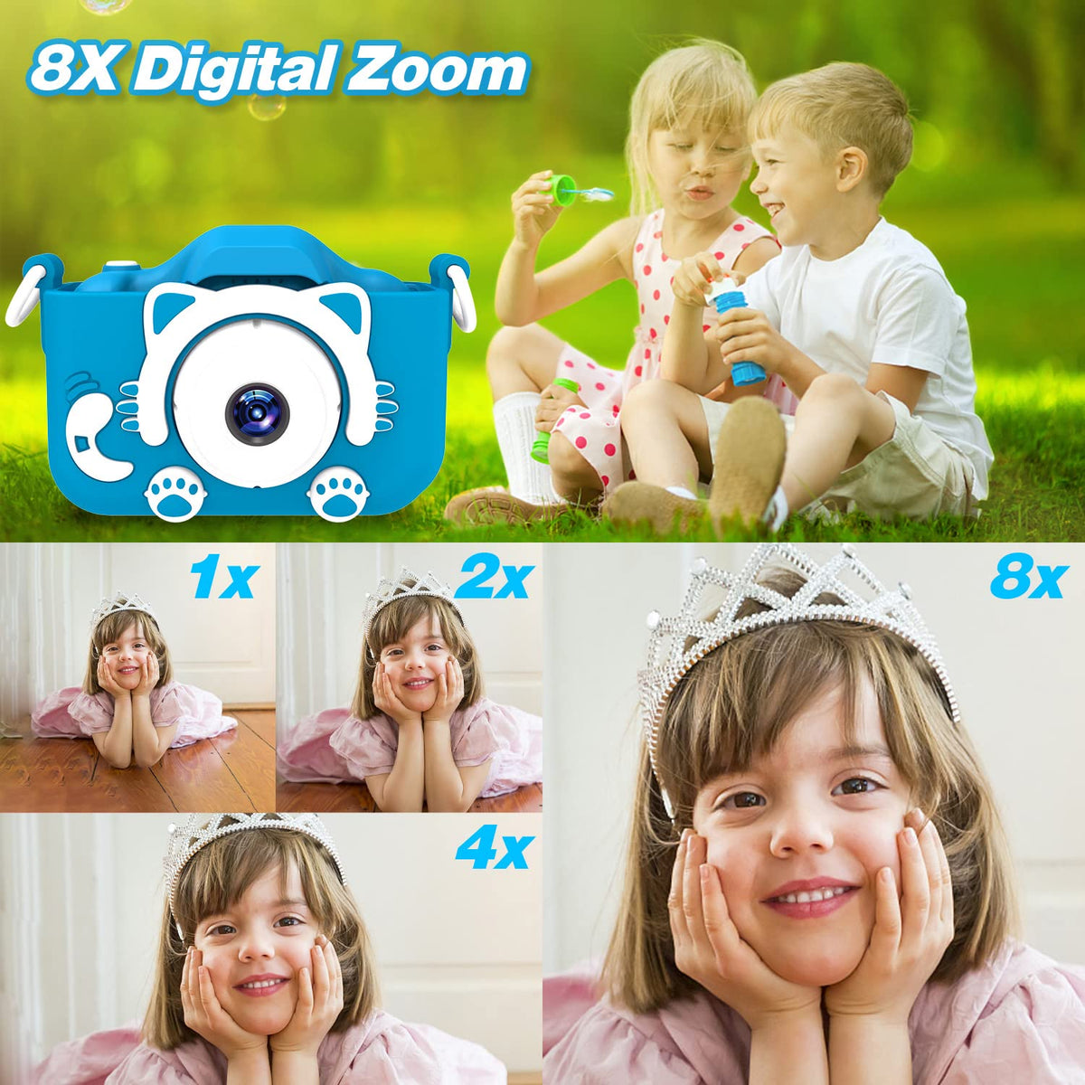 Goopow Kids Camera built-in rechargeable battery for hours of play