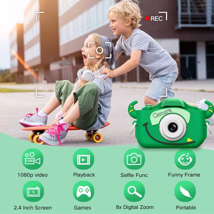 Goopow kids camera in selfie mode for easy self-portraits.