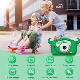 Goopow kids camera in selfie mode for easy self-portraits.
