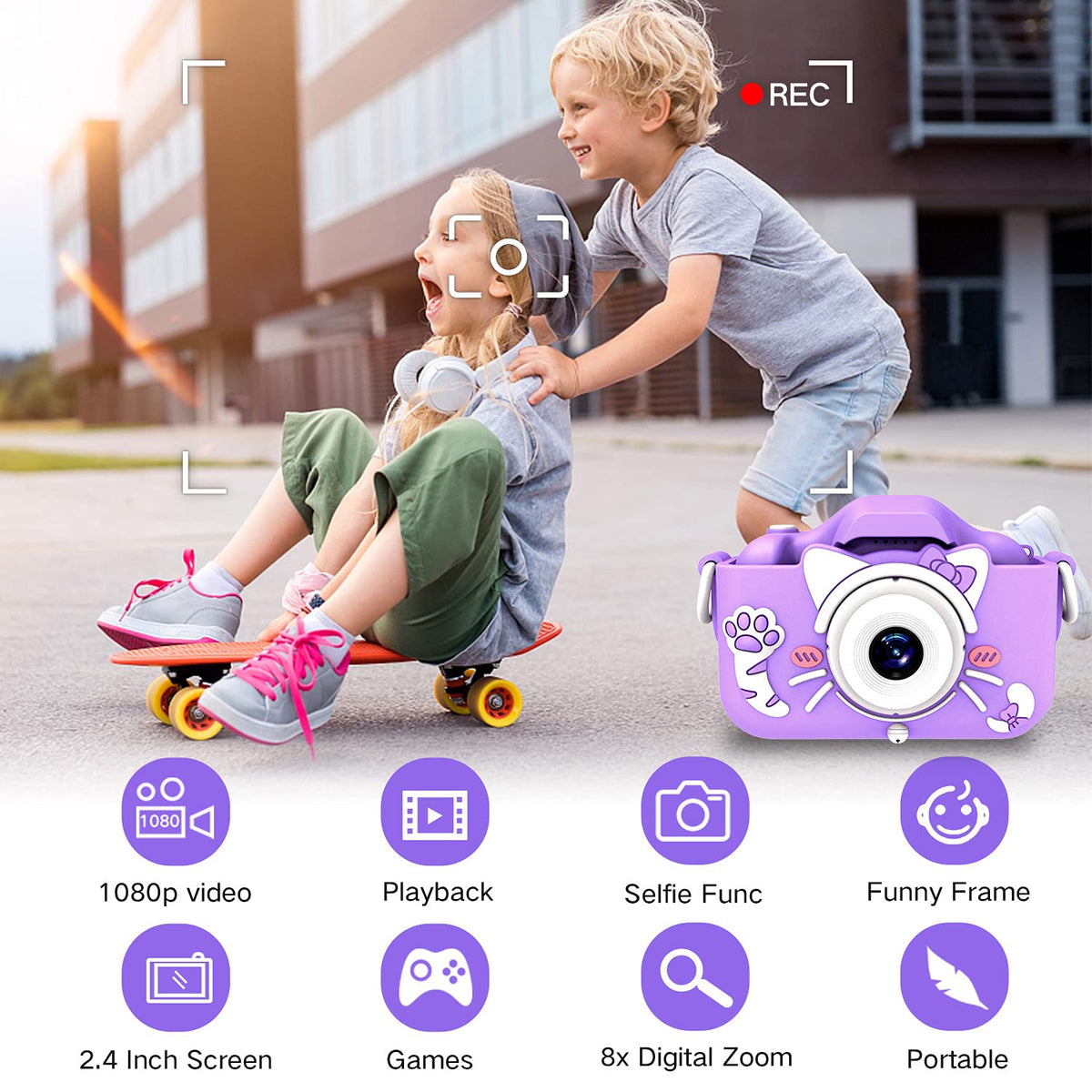 Goopow Kids Camera in selfie mode for easy self-portraits