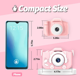 Goopow Kids Camera side view, compact size ideal for small hands on the go.