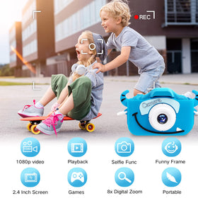 Goopow Kids Camera side view highlights lightweight portability