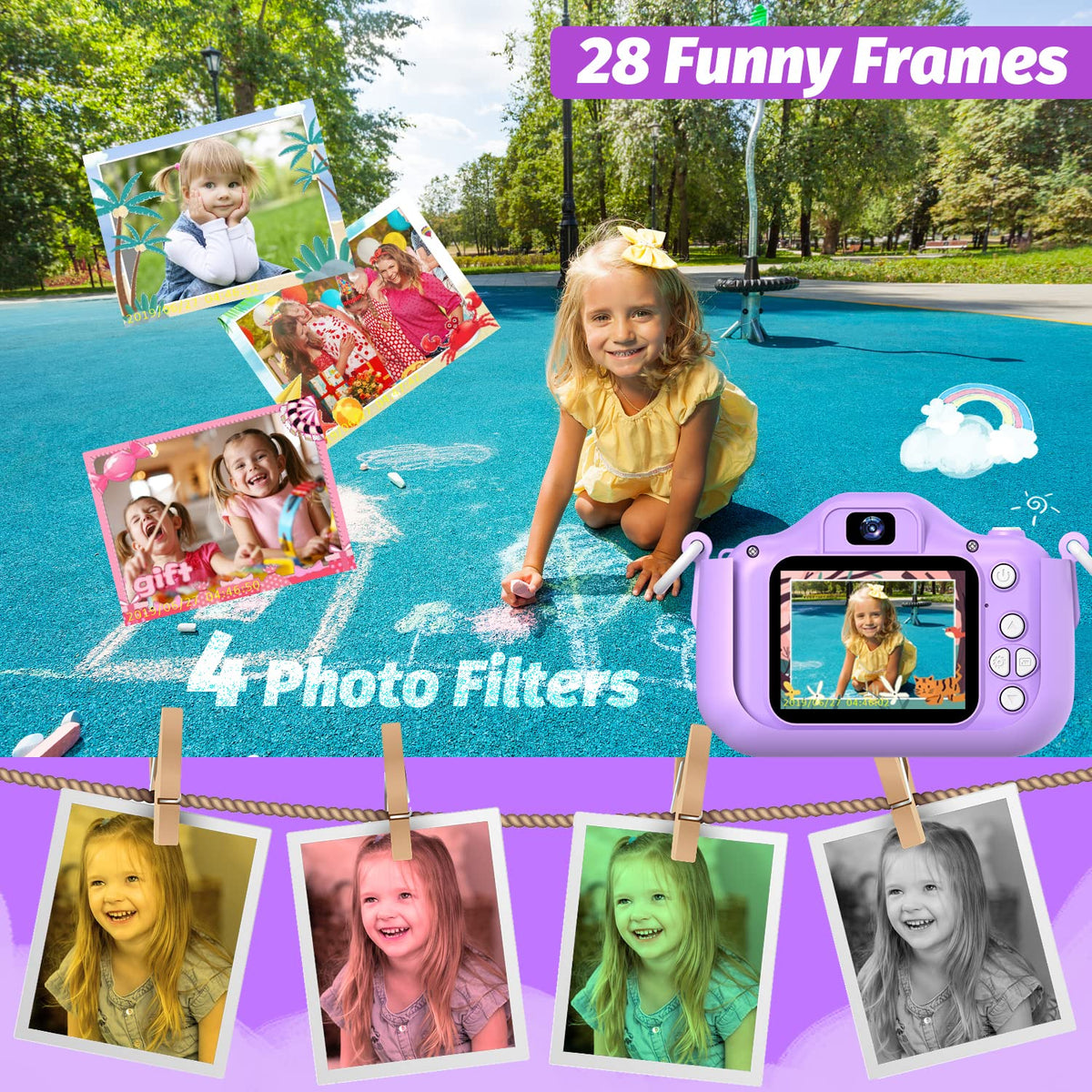 Goopow Kids Selfie Camera 32GB SD card included for extra storage