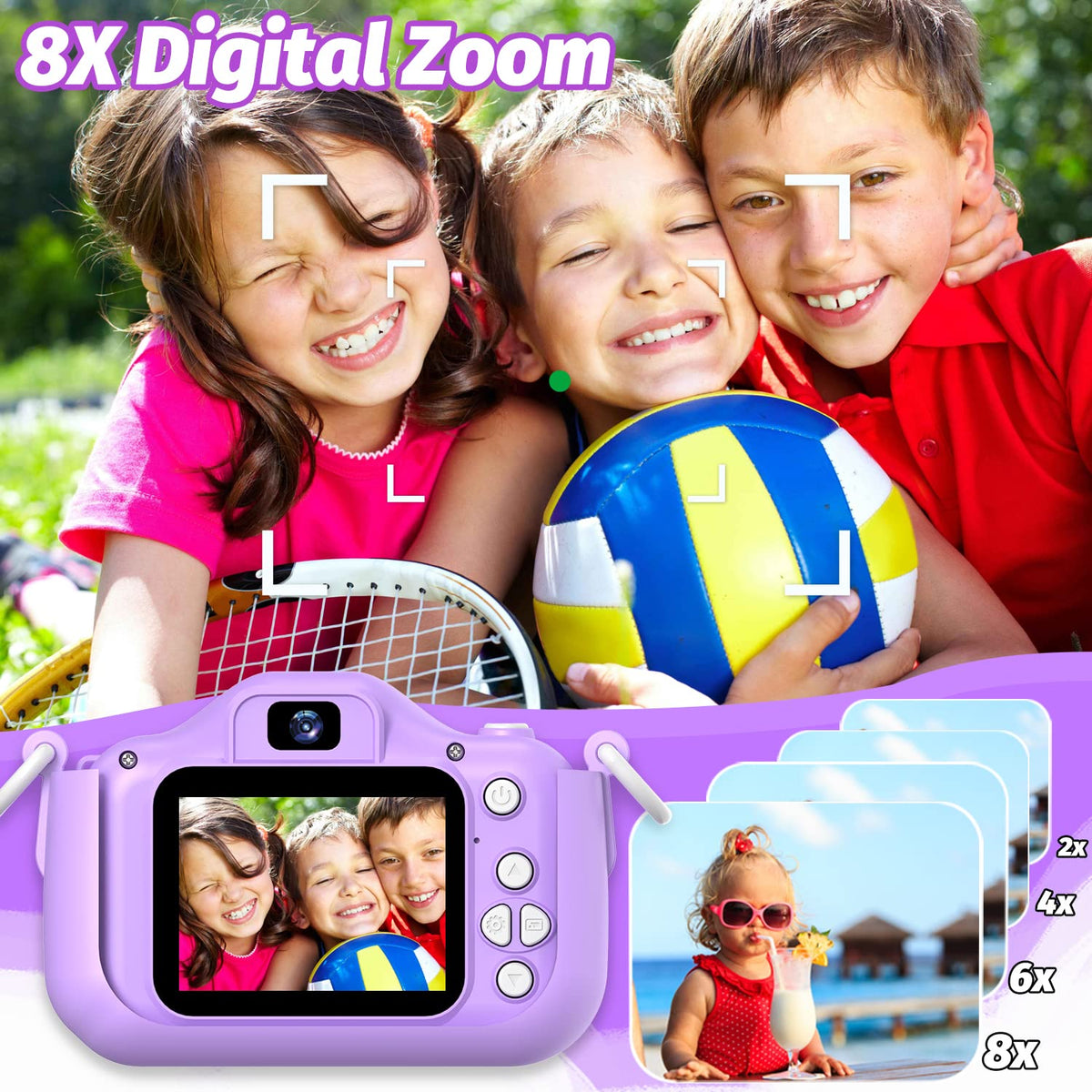 Goopow Kids Selfie Camera compact with 28 scenes and 6 effects
