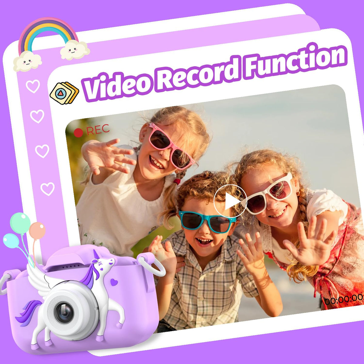 Goopow Kids Selfie Camera compact dimensions enable kid-friendly handling.