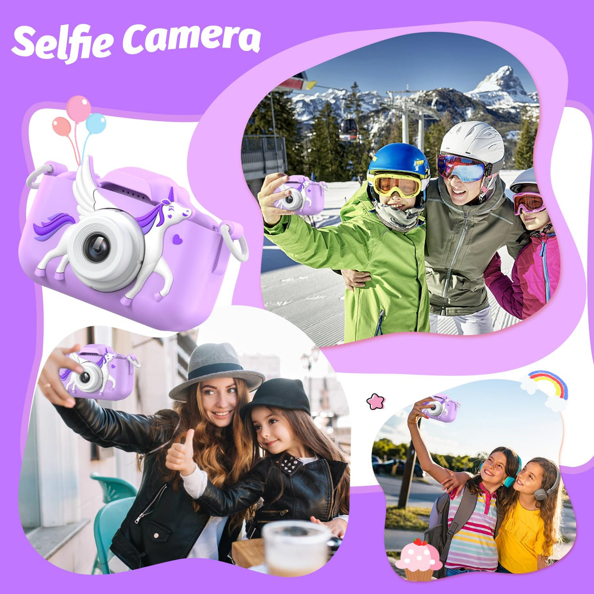 Goopow Kids Selfie Camera compact shell fit for small hands and travel.