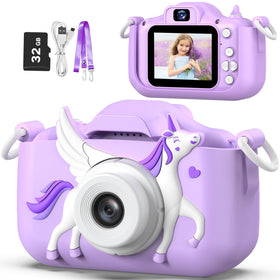 Goopow Kids Selfie Camera front lens in purple for easy selfies and memories.