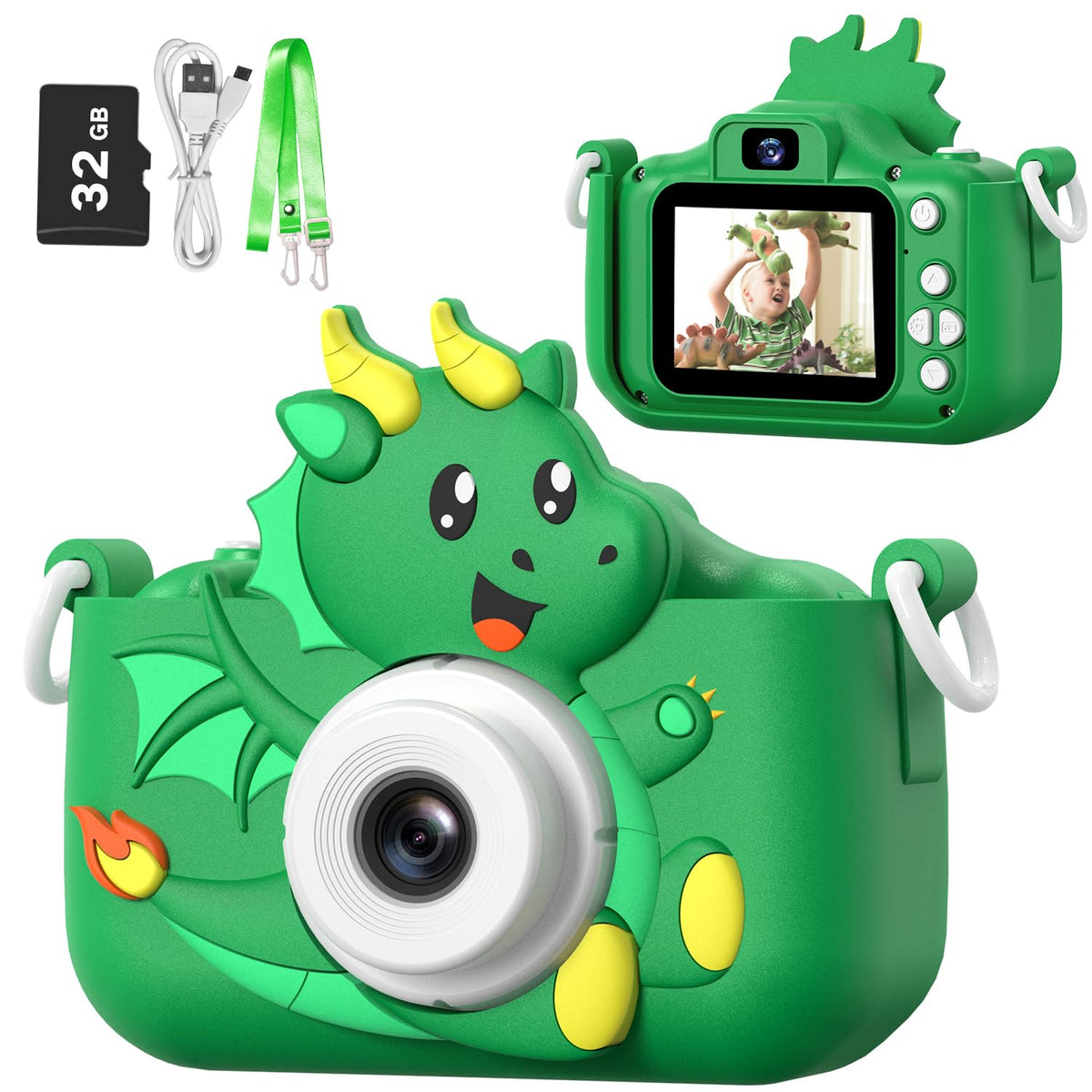 Goopow Kids Selfie Camera front view with protective cover for safe adventures