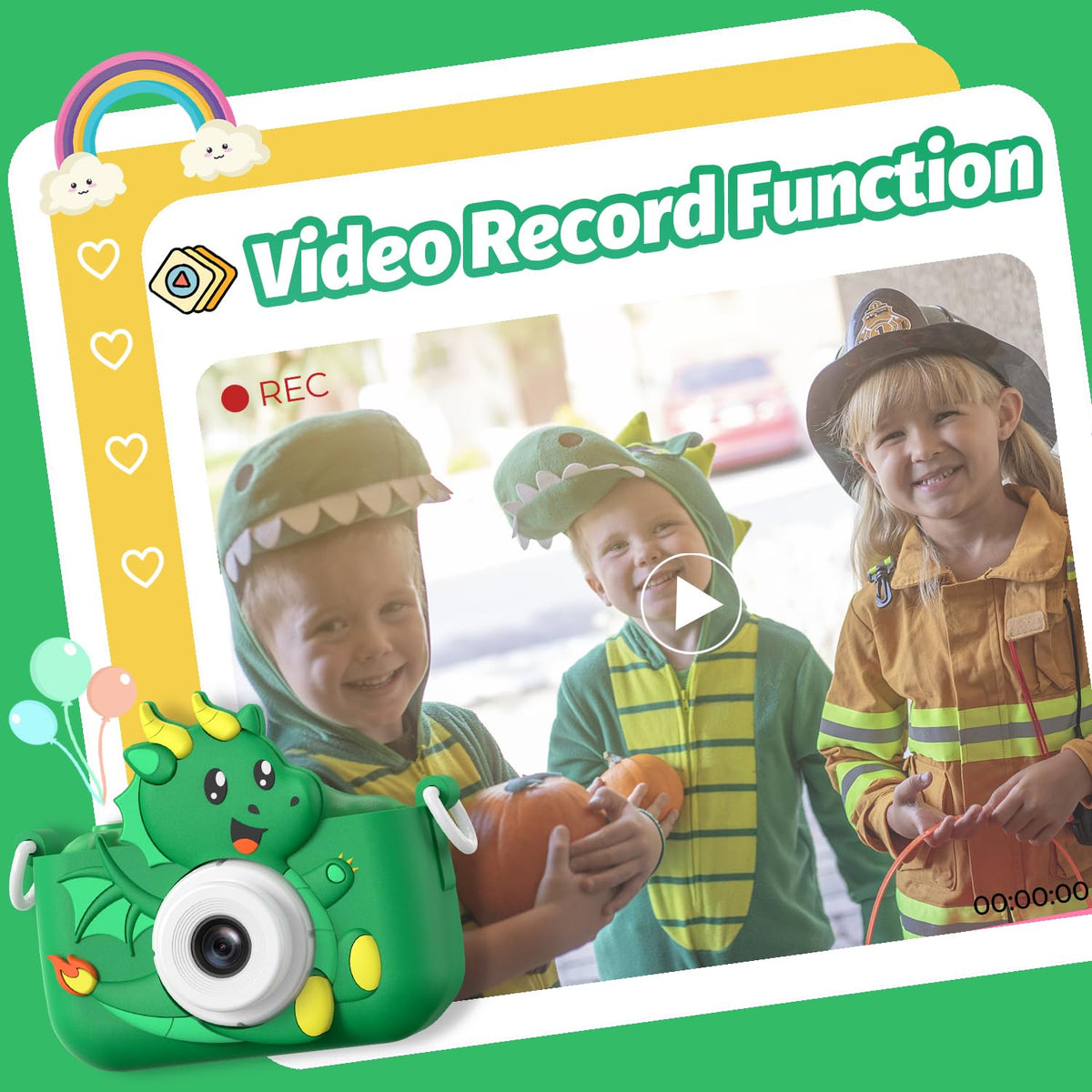 Goopow Kids Selfie Camera close-up showing selfie mode capability