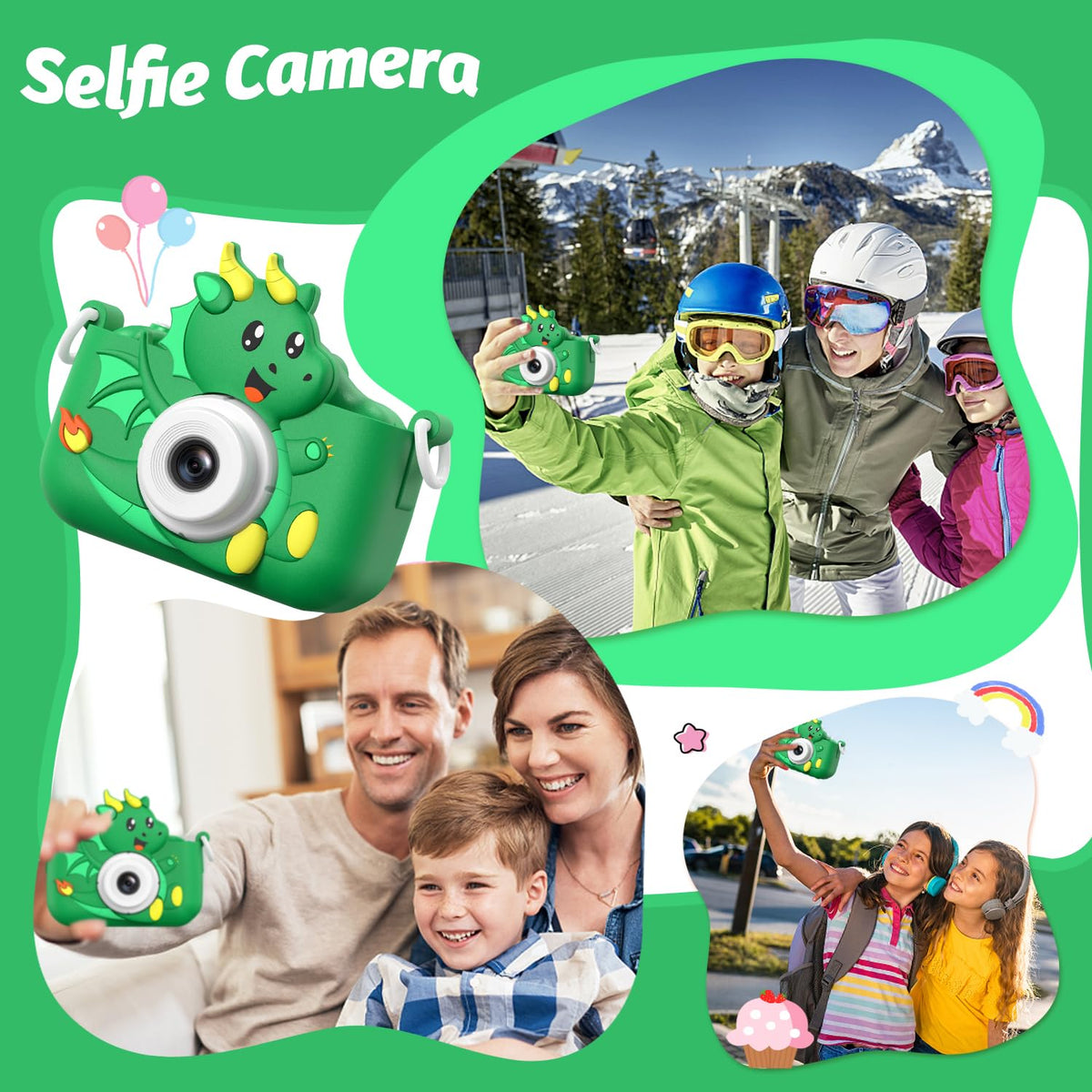 Goopow Kids Selfie Camera side view with included lanyard