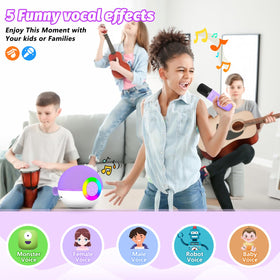 Goopow LED lighting feature in purple enhances nighttime karaoke sessions.