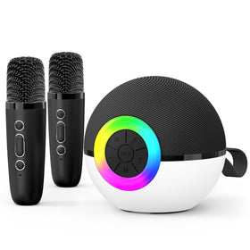 Goopow mini karaoke machine with dual mics for vibrant, shared singing fun at home.