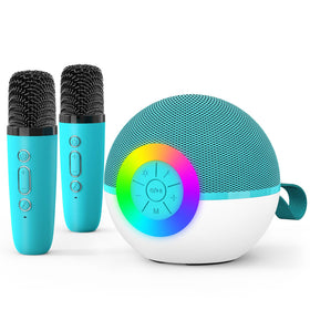 Goopow mini karaoke machine front view ideal for home parties and easy setup.