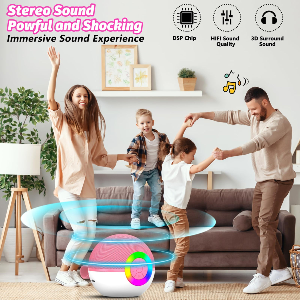 Goopow wireless microphones pair in pink for duo singing