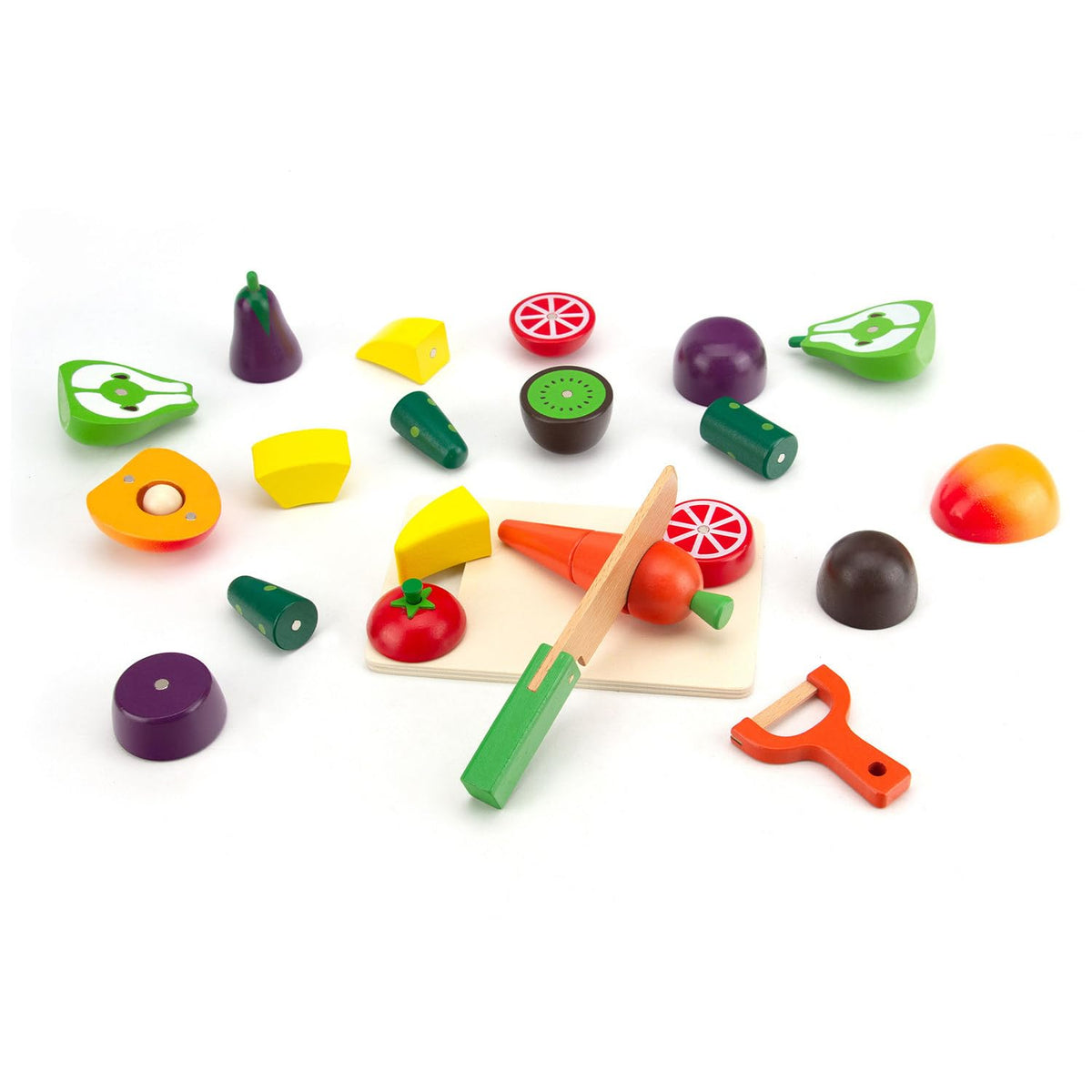 GOPLACS colorful wooden pretend-food variety supports color learning.