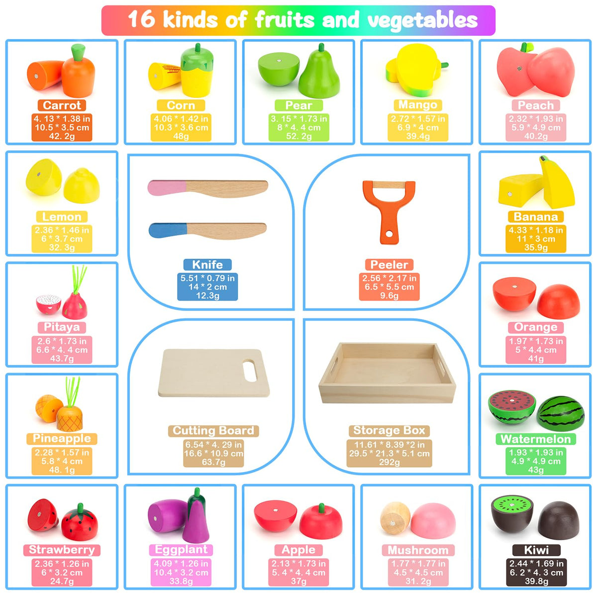 GOPLACS wooden play food apple boosts creativity during pretend meals and color recognition.