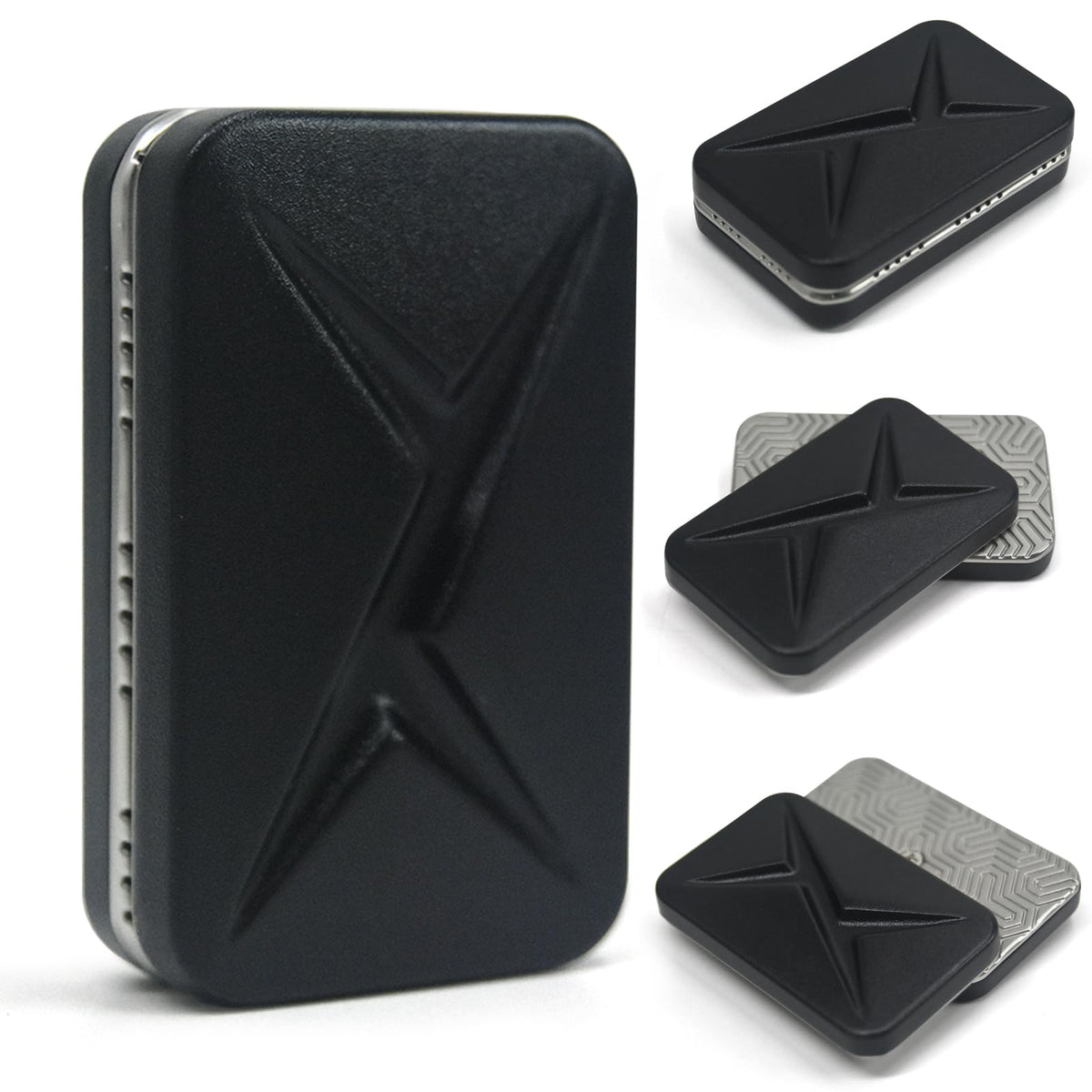 GoQQby trackless fidget slider black side view, smooth magnetic feel enhances focus.