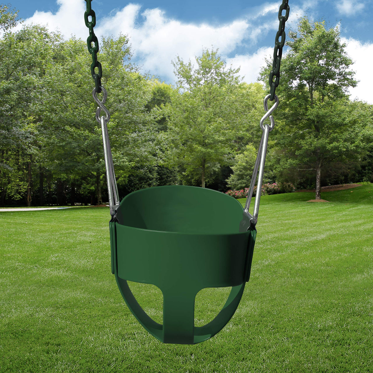 Gorilla Playsets 60-inch plastic-coated chains stay cool and pinch-free during swings
