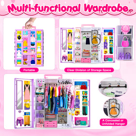 GORISPI clear wardrobe with retractable hanging area keeps outfits organized
