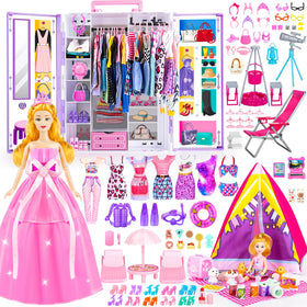GORISPI doll dream closet with wardrobe for imaginative fashion play