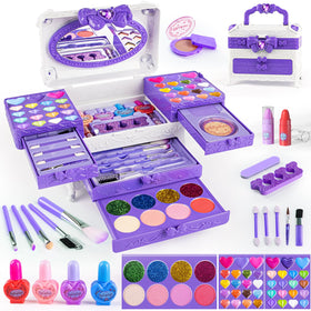 GORISPI 66-piece makeup set with mirror for imaginative pretend play and easy cleanup.