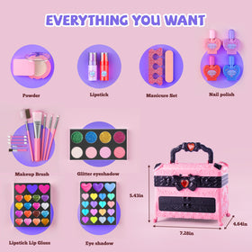 GORISPI pink-black cosmetic box with mirror for quick makeovers.