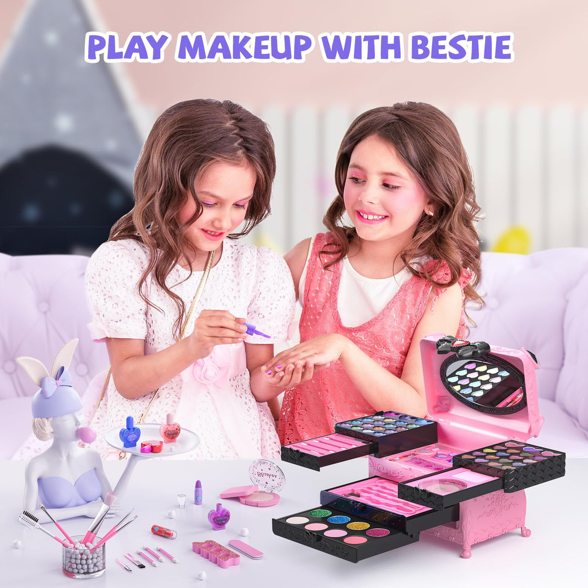 GORISPI pink-black lipsticks encouraging kids' playful color experiments.