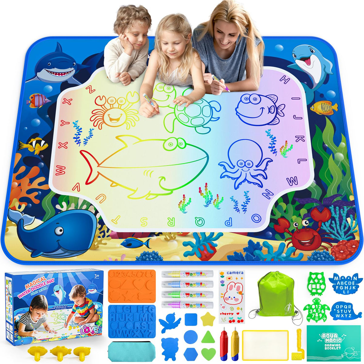 Gorispi Water Doodle Mat 32x40 full panel offers a roomy drawing surface for kids.