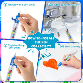 Gorispi Water Doodle Mat includes pens, templates, molds, and stamps for variety.