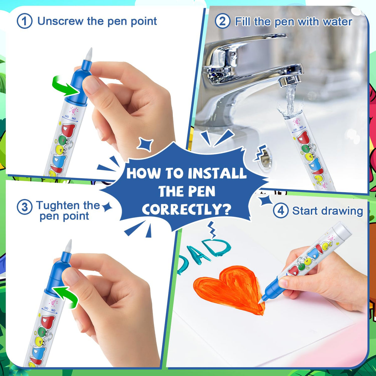Gorispi Water Doodle Mat features colorful letters to support early recognition.