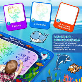 Gorispi Water Doodle Mat folds compactly into a waterproof storage bag.