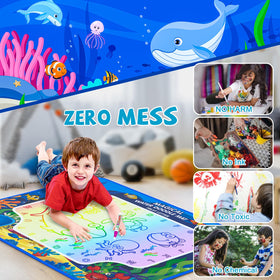 Gorispi Water Doodle Mat features colorful letter patterns for easy recognition.