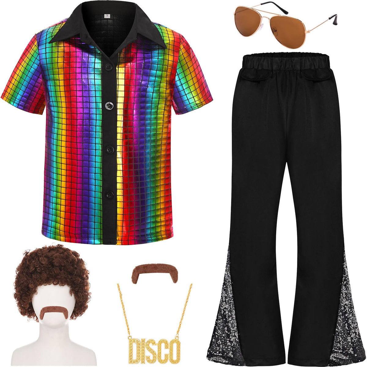 Gorkonpy 70s disco shirt with bold patterns for an authentic retro look