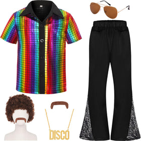 Gorkonpy 70s disco shirt with bold patterns for an authentic retro look
