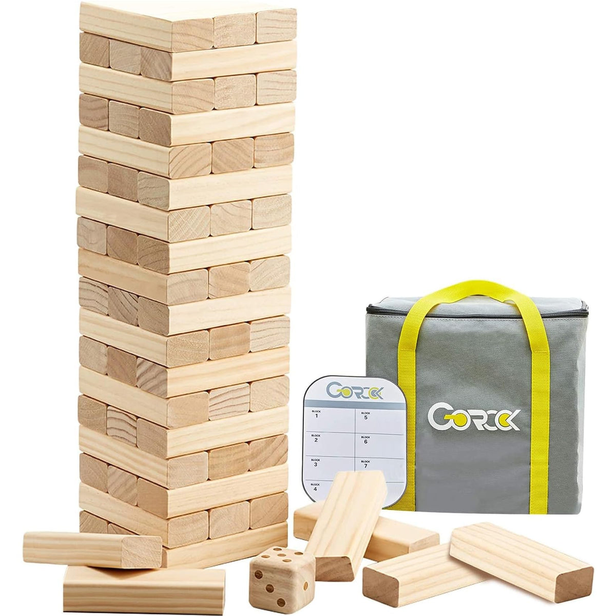 GOROCK giant tumble tower blocks set up for indoor and outdoor family play.