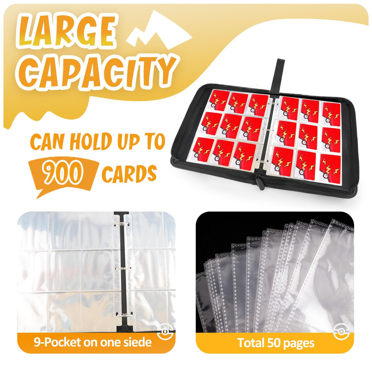 GOROMA zipper album provides secure closure to prevent card loss.
