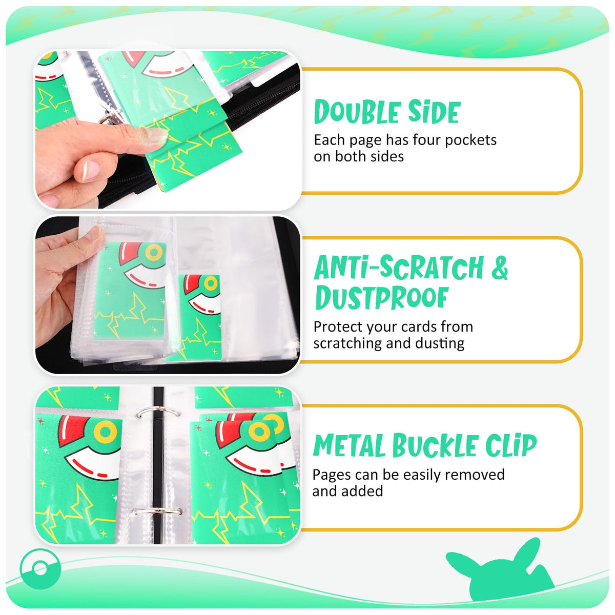 Pocket dimensions 2.8 by 3.9 inches hold standard cards neatly.