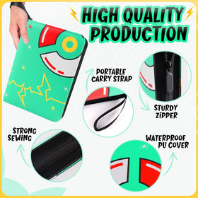 Durable two-way metal zipper protects cards during transport.