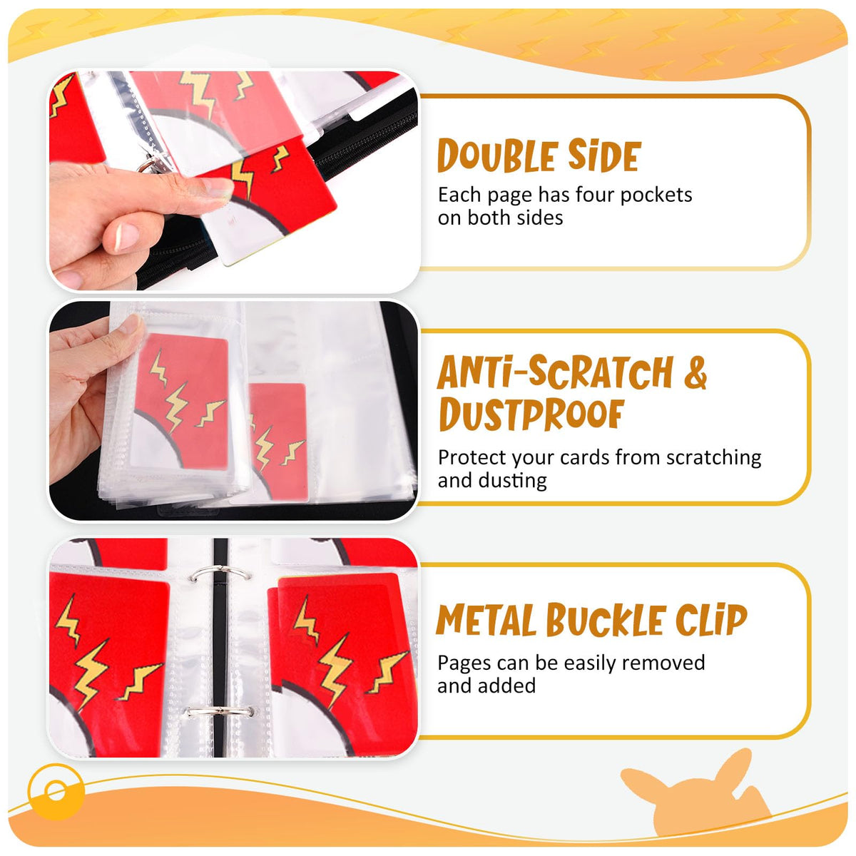 GOROMA binder uses a two-way zipper to protect cards during transport.