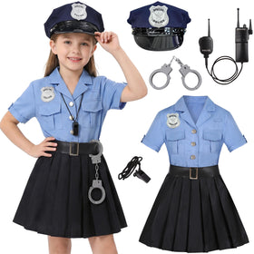 Gortykor girls police officer costume T shirt with soft fabric for comfy dress up