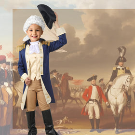 Gortykor Kids George Washington costume is available in four sizes to fit growing kids.