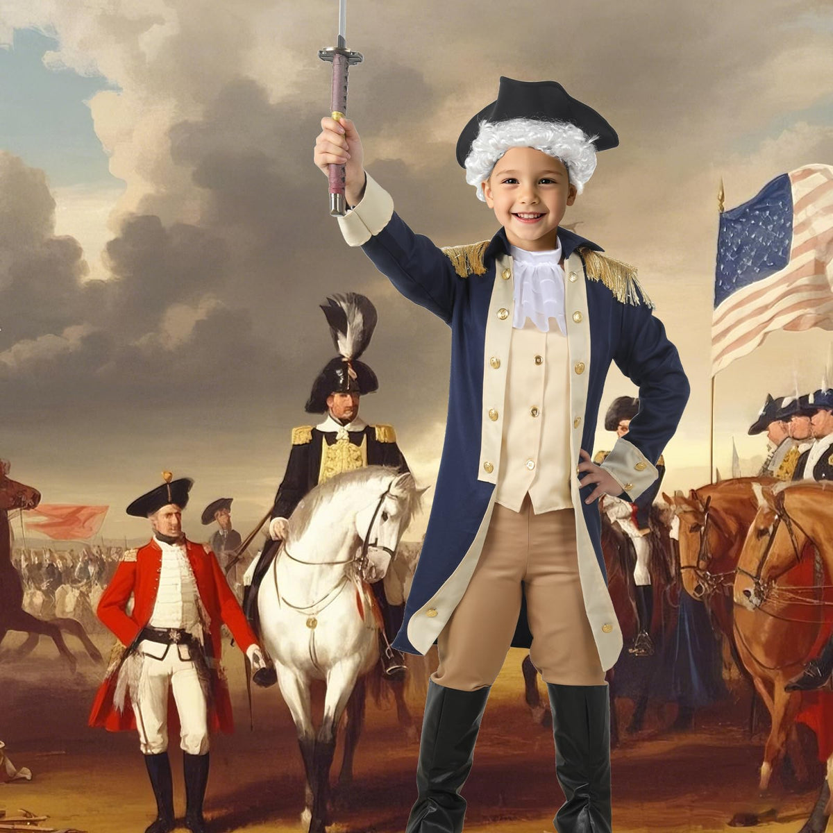 Gortykor Kids George Washington costume features soft, breathable fabric for comfortable wear during long events.