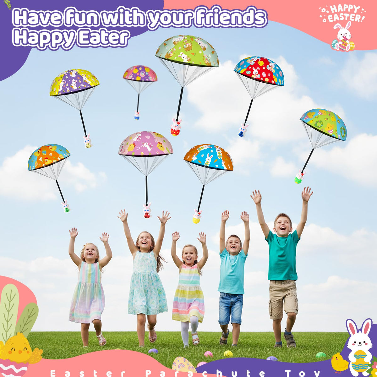 GOSODME Easter parachute eggs ready as gifts for baskets and party favors