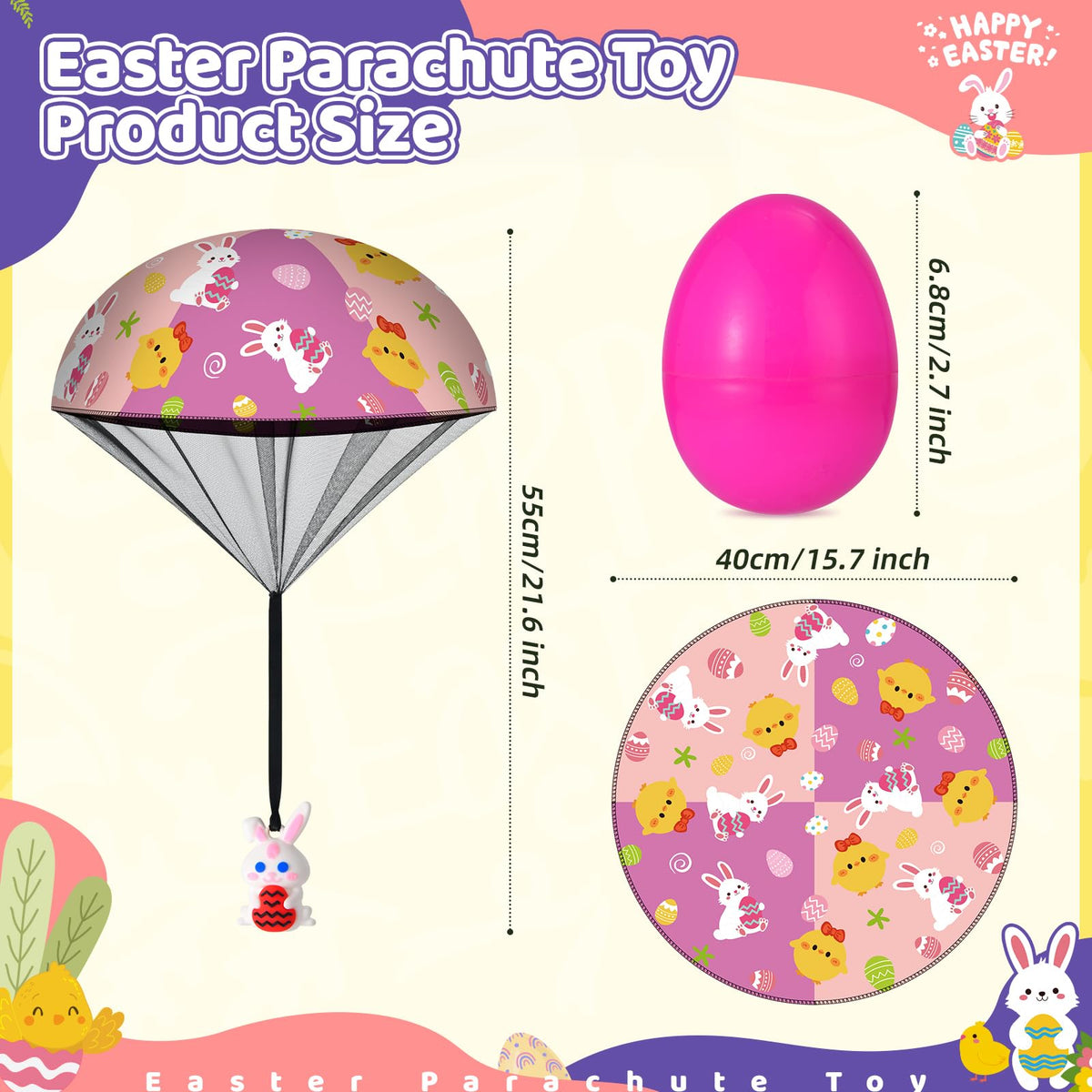 GOSODME Easter parachute egg in flight shows easy toss and smooth landing