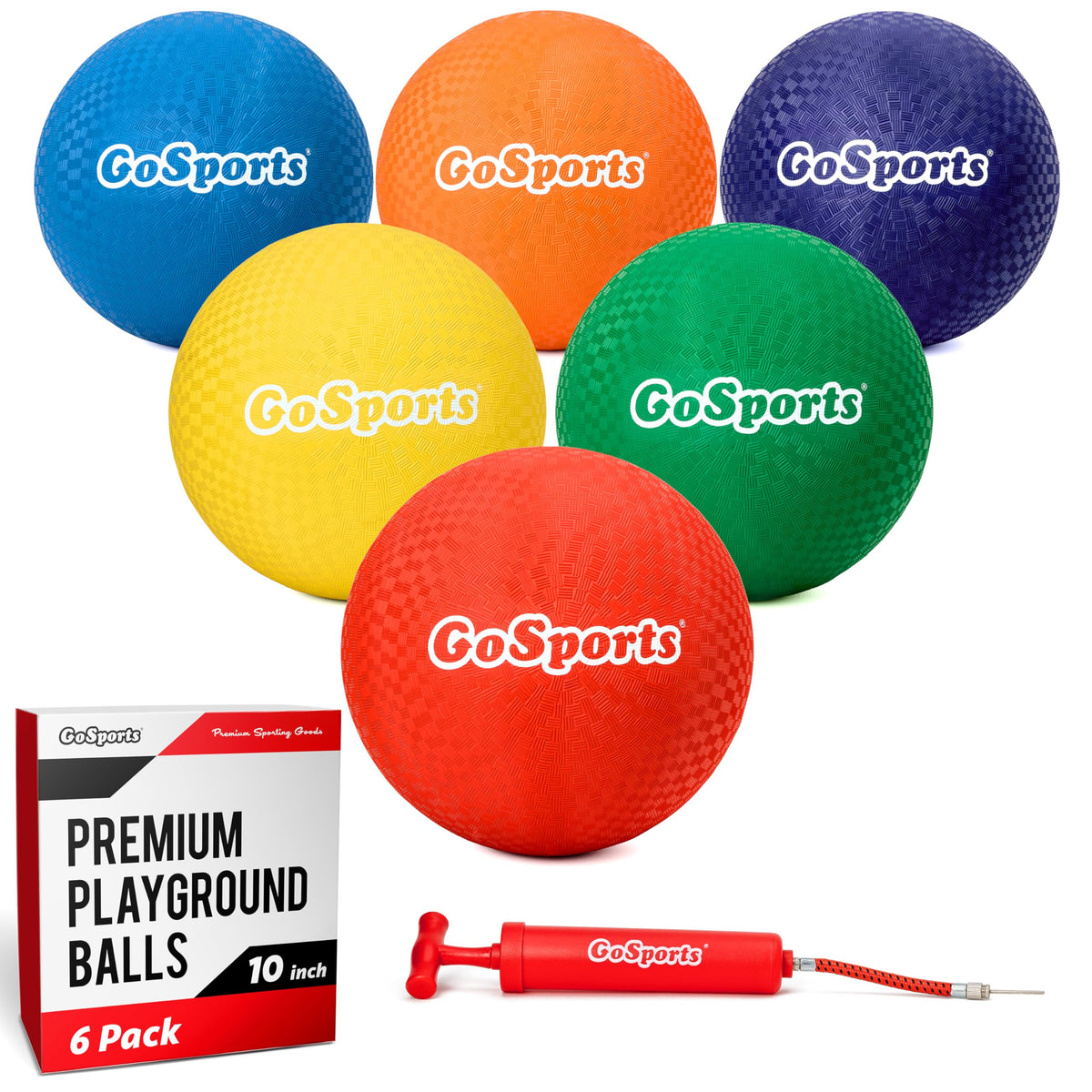GoSports 10-inch playground ball set with six vivid balls for versatile play